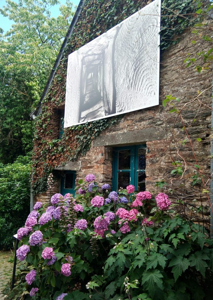 La Gacilly- façade avec hortensia et photo