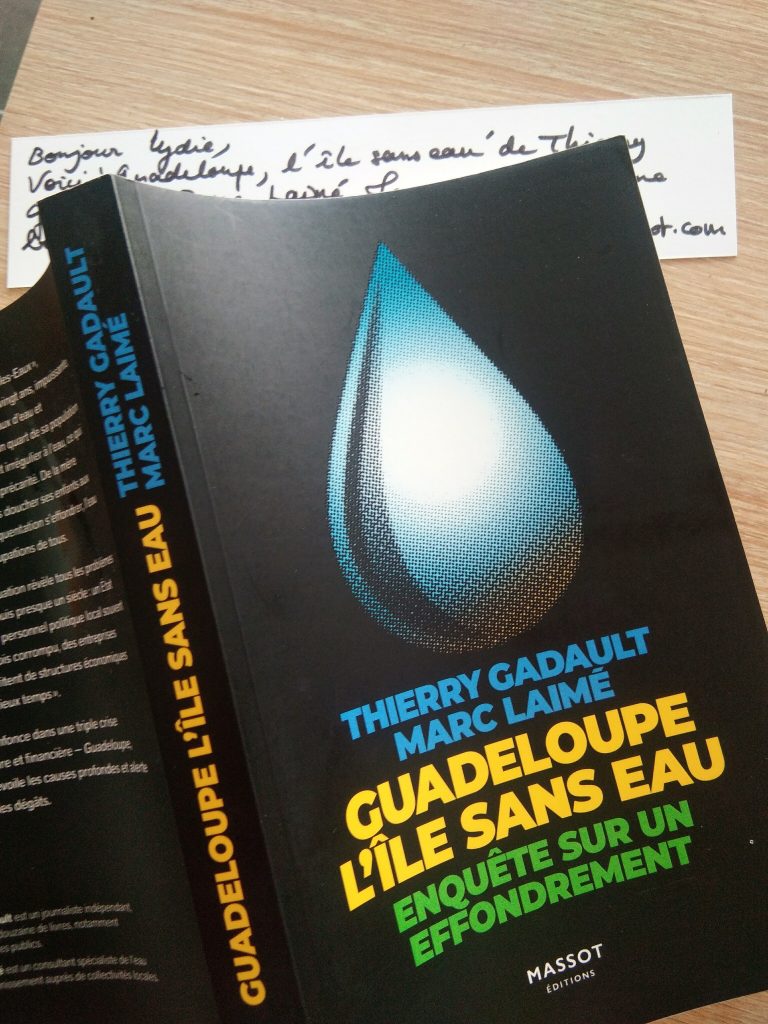 Couverture livre "Guadeloupe l'île sans eau" et marque page